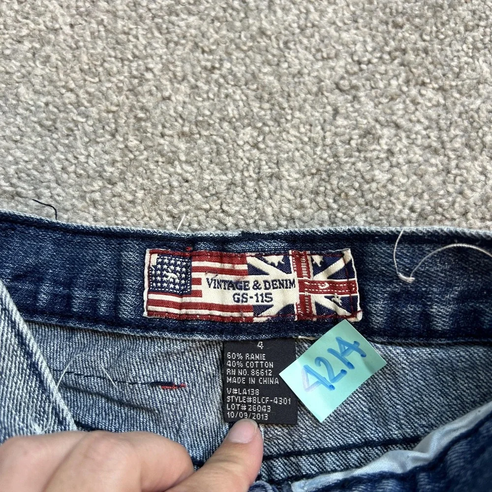 Vintage & Denim Jeans Boys 4 Light‎ Wash Distressed American Flag Patch Straight